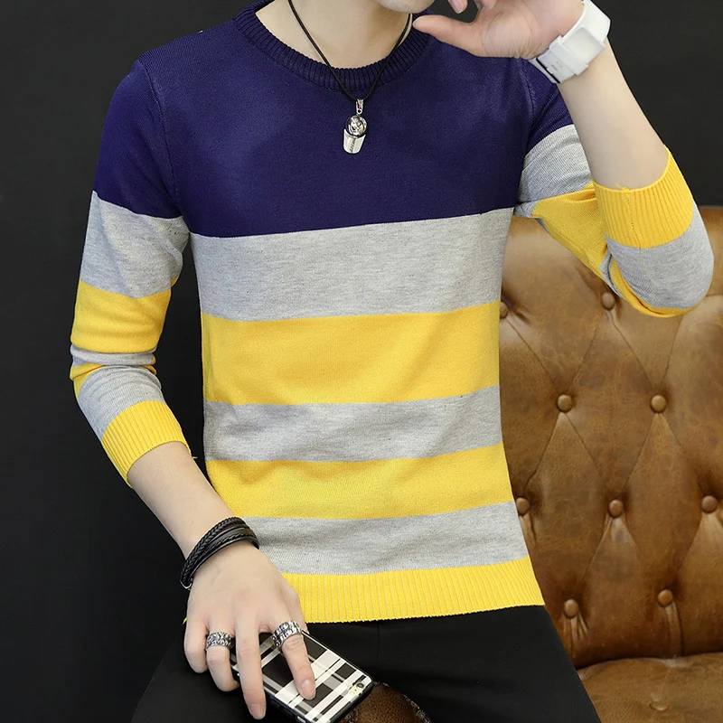 Hot Sale 2017 Winter Mens Fashion Sweaters and Pullovers Men Brand Clothing Wool Sweater Male Outerwear Striped Knitted | Мужская одежда