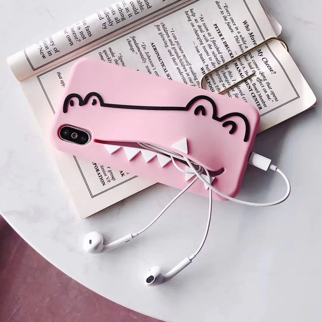 Чехол на заднюю панель с изображением улыбающегося крокодила для iPhone X Xs Max XR 7 8 Plus