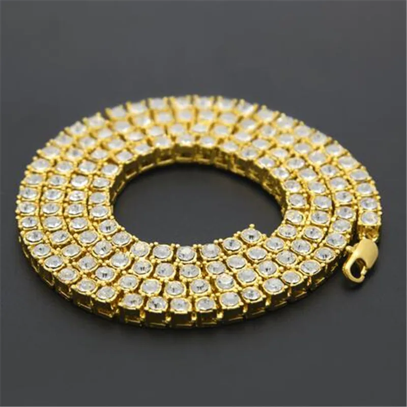 Хип-хоп мужское ожерелье s Iced Out 1 ряд Стразы колье Bling Crystal теннисная цепочка на шею для мужчин ювелирные изделия Прямая поставка