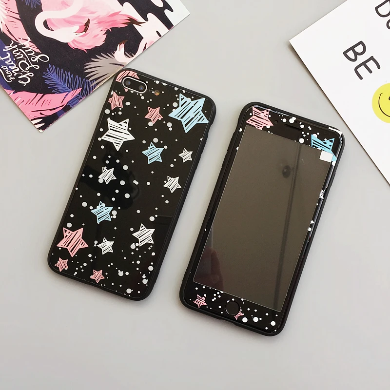 Черный Стекло чехол для iPhone X 10/8 plus, 7, 7Plus закаленное Стекло для iPhone 6 6 S plus чехол lover Кот яркий экран из закаленного стекла