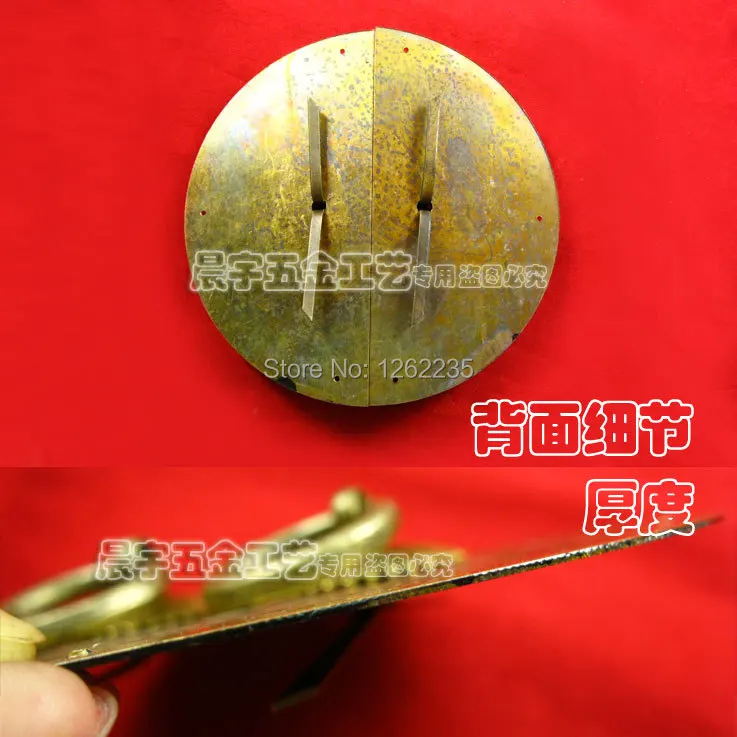 14cm Rich flowering round brass handle Antique pull ring Double open cupboard Copper door handles | Обустройство дома