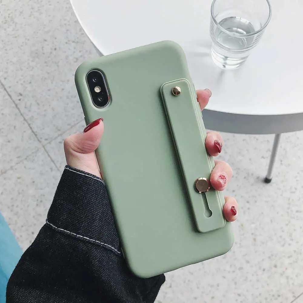 Boucho ремешок на запястье чехол для телефона для iPhone 11 Pro Max 8 7 6 6s Plus X XR XS Max Мягкий ТПУ чехол карамельный цвет крышка с браслетом