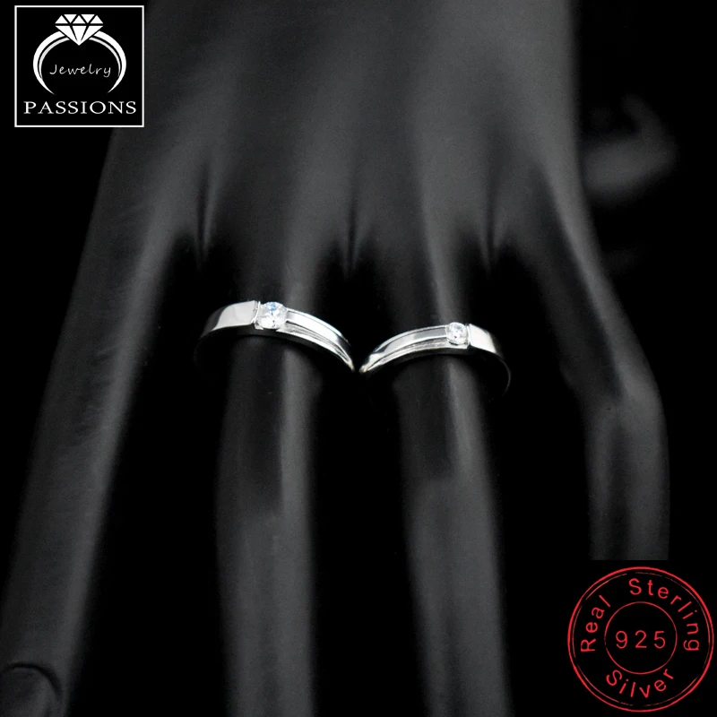 Набор колец для влюбленных из стерлингового серебра 925 пробы с цирконием ААА