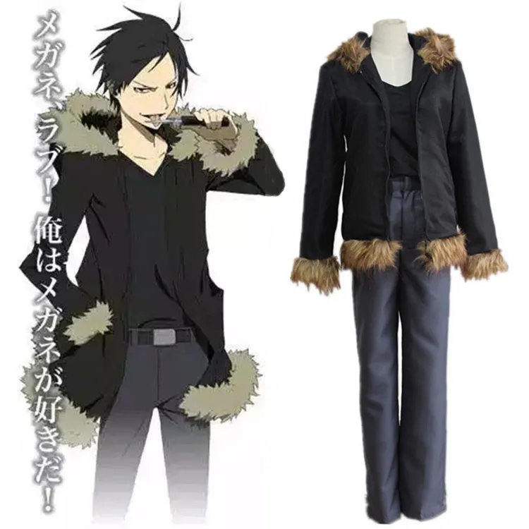 Костюм для косплея Durarara 3 Way противостояние Орихара Изая черное пальто Izaya Orihara
