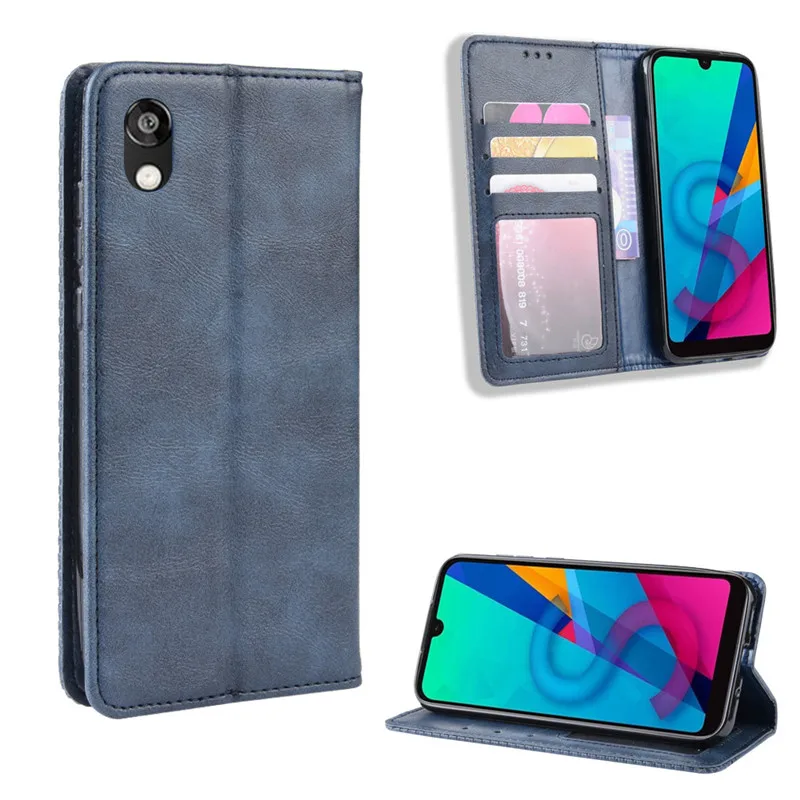 Тонкий кожаный чехол книжка в стиле ретро для Huawei Y5 2019 кошелек с подставкой карт