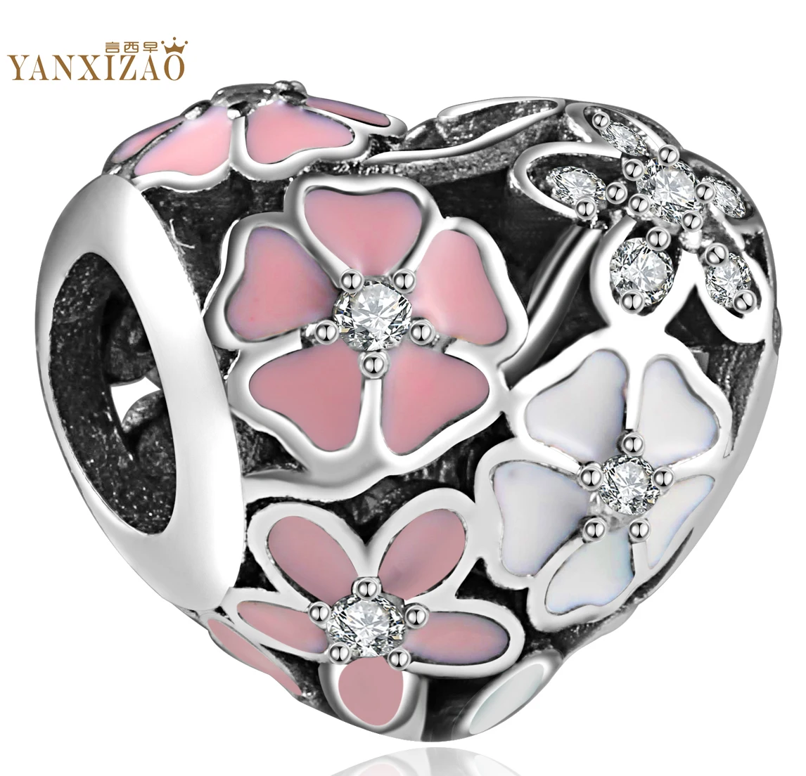 Лидер продаж серебряный европейский CZ Шарм Бусины Fit Стиль браслет кулон цепочки