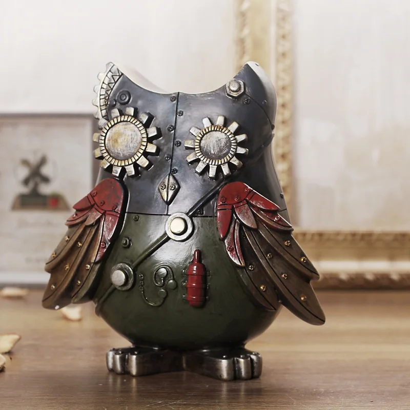 Лофт индустрия стильное полимерное механическое украшение в виде птицы сова для