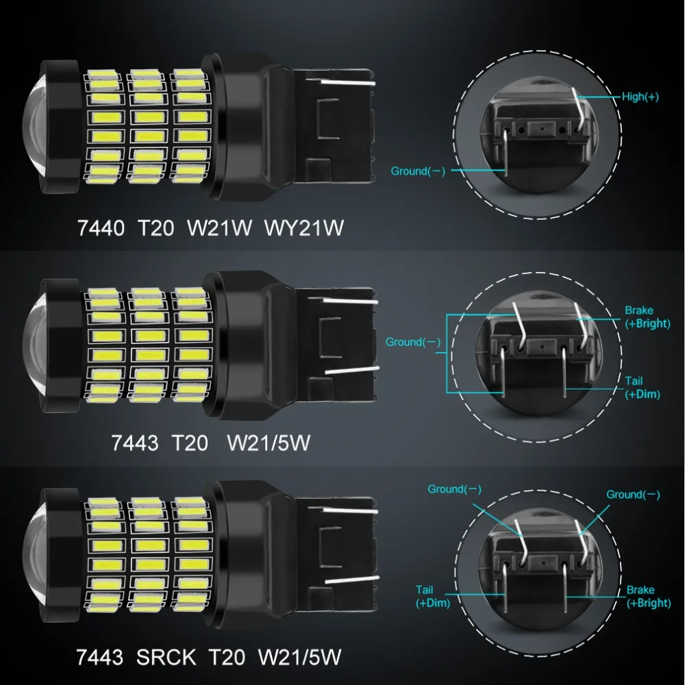 2 шт. T20 WY21W светодиодный 7440 W21W 7443 SRCK W21/5 Вт лампочка 12 В/24 В автомобильный