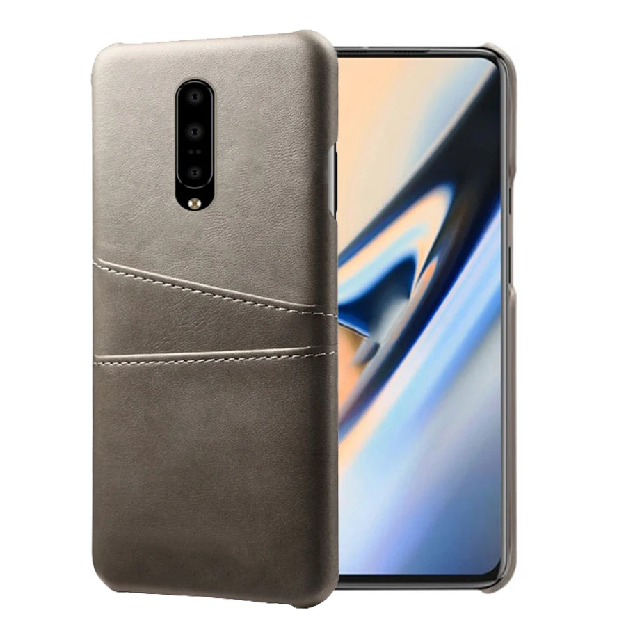 Роскошные кожаные держатели для телефонов для Oneplus One Plus 7 7Pro 5 5 T 6 6 T 3 2 X тонкий гибридный жесткий чехол для телефона - Цвет: Светло-Серый