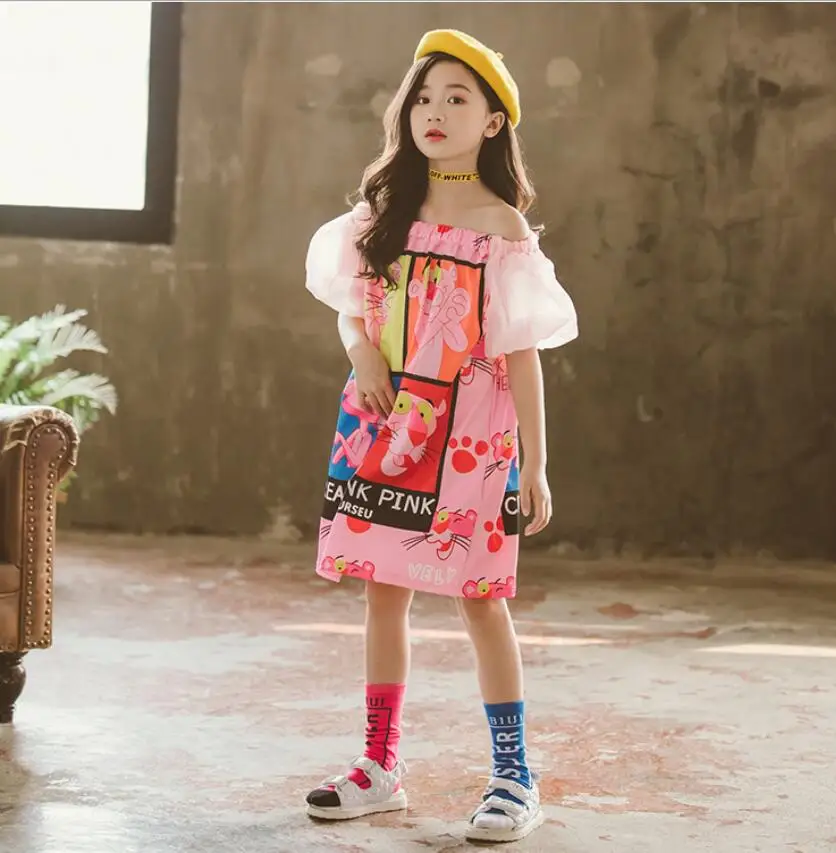 Retail 2019 Baby Girls Summer Cute Cartoon Dresses Princess Children Fashion Casual Dress Pink 4-9T | Детская одежда и обувь