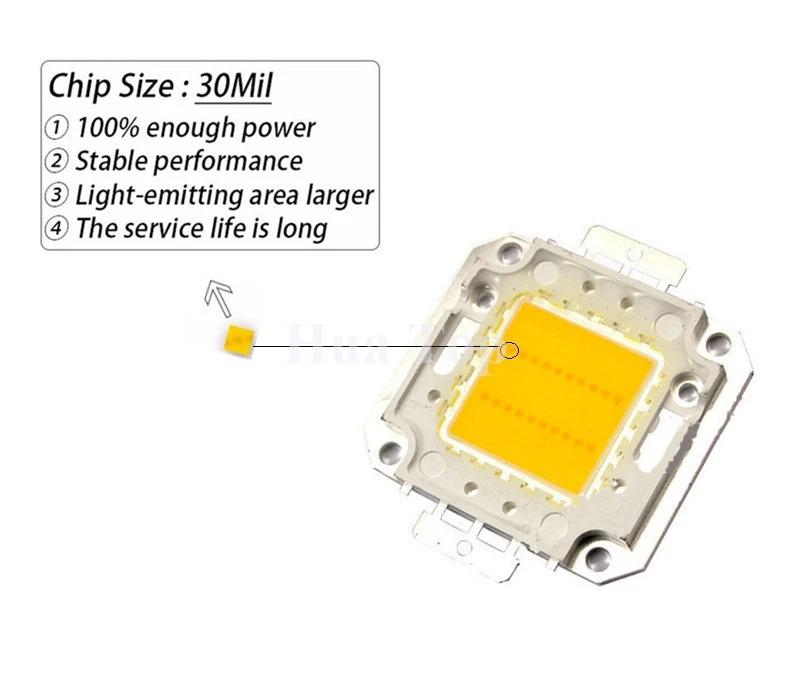 Мощный светодиодный чип 100 Вт 50 30 20 10 30*30 мил Epistar SMD COB DIY прожектор лампа