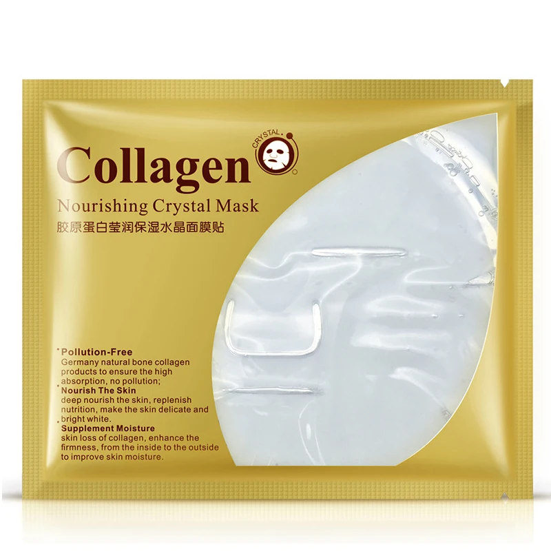Sheet Mask Collagen Nourishing 24 K Gold Crystal Essence Whole Face for Moisturizing Skin Care Treatment Masks 60g/ 1PCS | Красота и