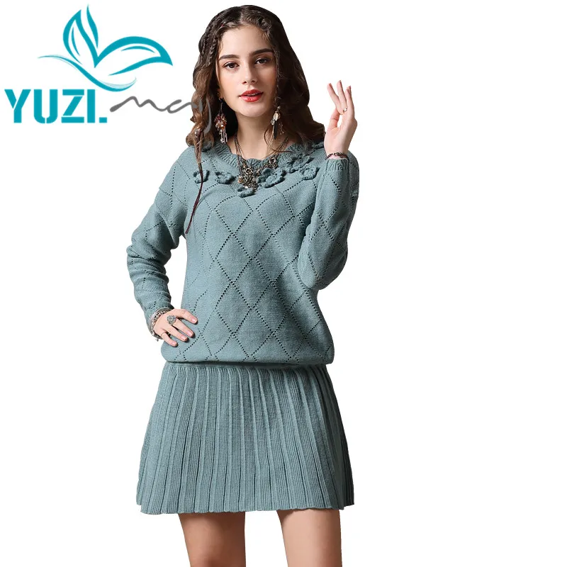 Женское платье с круглым вырезом Yuzi.may винтажное свитер в стиле бохо из хлопка и