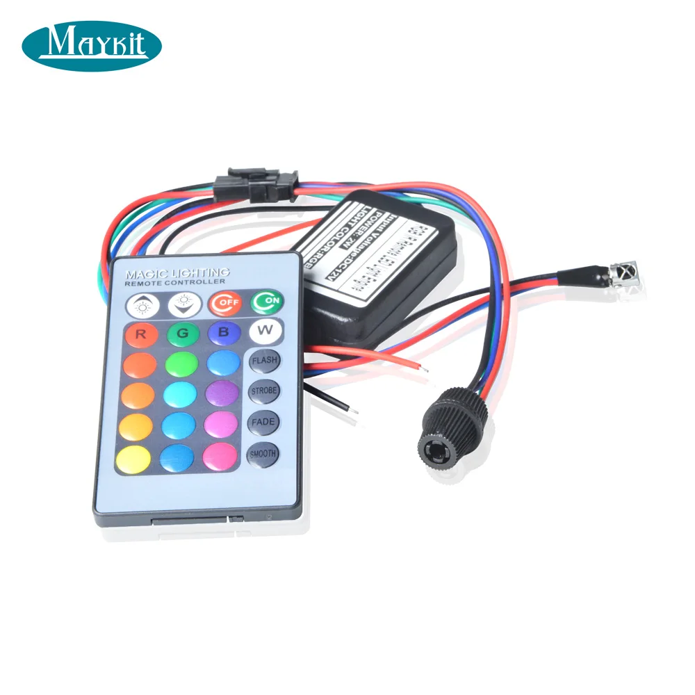 Single head Maykit боковое свечение RGB 2 Вт DC 12 В Автомобильный декоративный светильник волоконно-оптический автомобиль с мини-оптическим волоконным пультом дистанционного управления - Испускаемый цвет: Single head