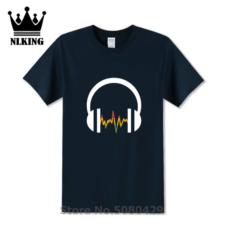 Music Wave Merch Rastafari heartbeat футболки мужские наушники Rasta с принтом плюс размер короткая