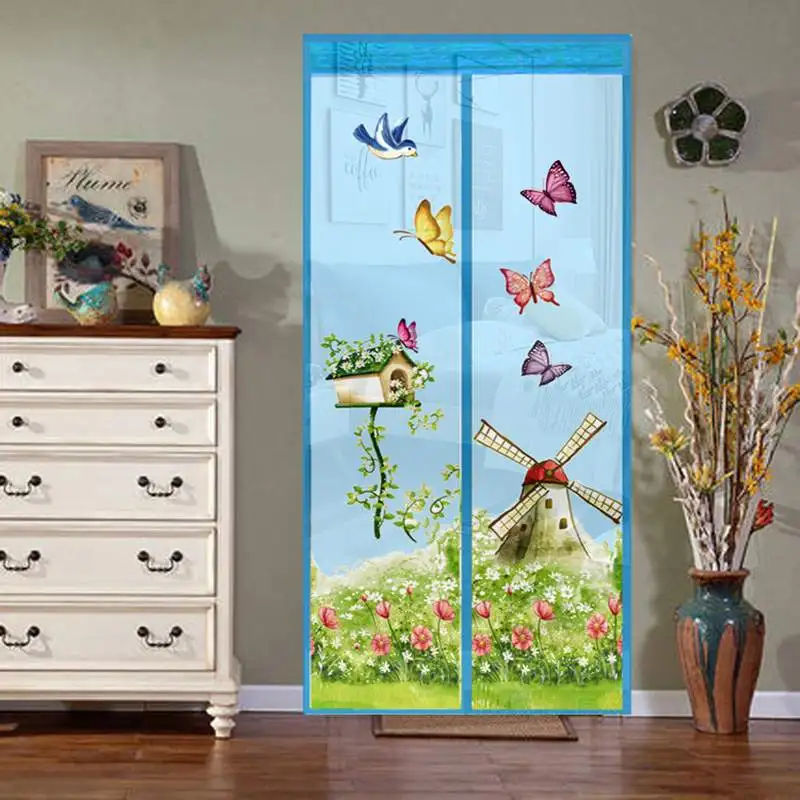 windmill blue Летний стиль закрывающая сетка москитная сетка оконный экран s занавеска Анти Москитная Магнитная Тюль занавеска для душа дверной экран - Цвет: windmill blue