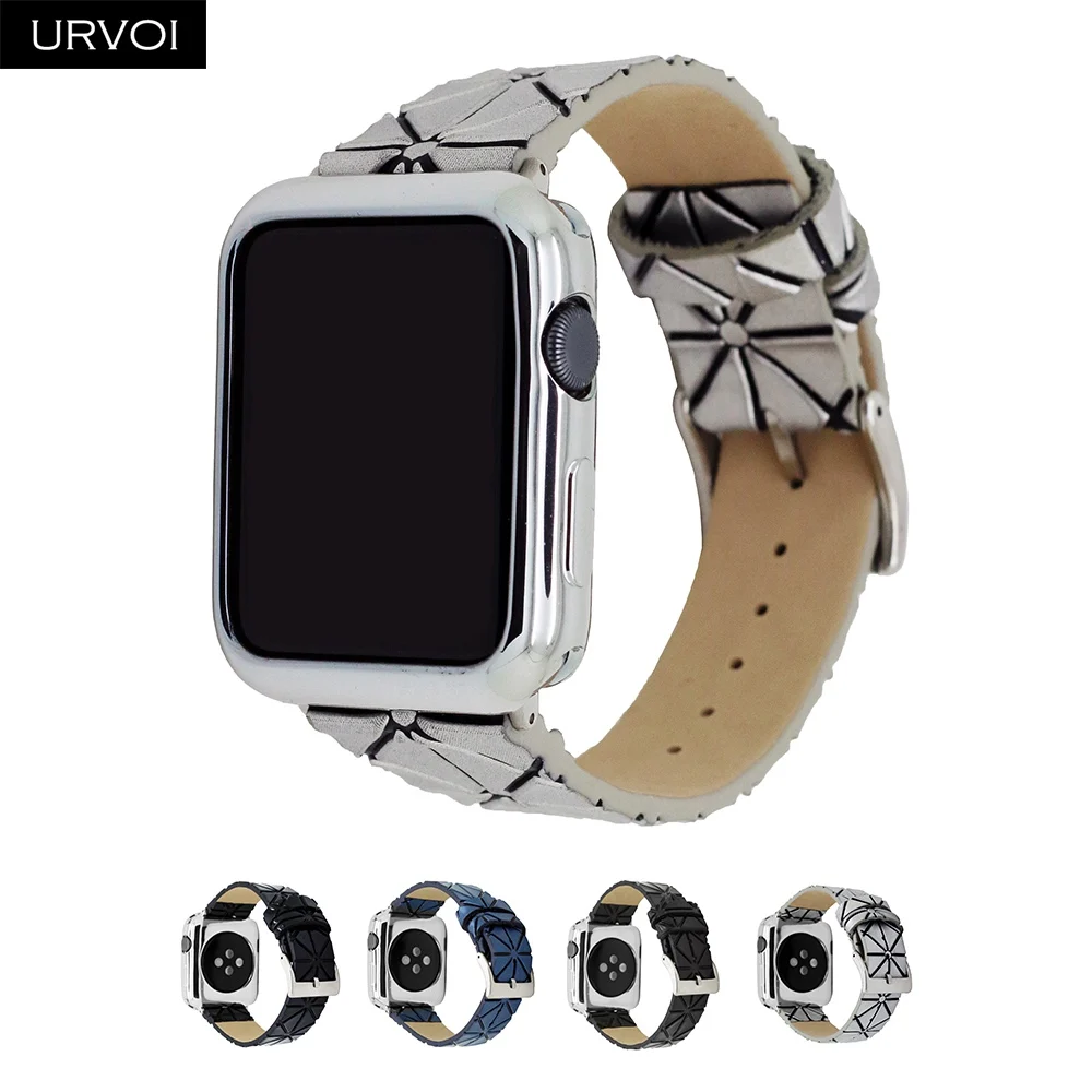 URVOI ремешок для apple watch series 5 4 3 2 1 из искусственной кожи iwatch 38/40/42/44 мм ремень с
