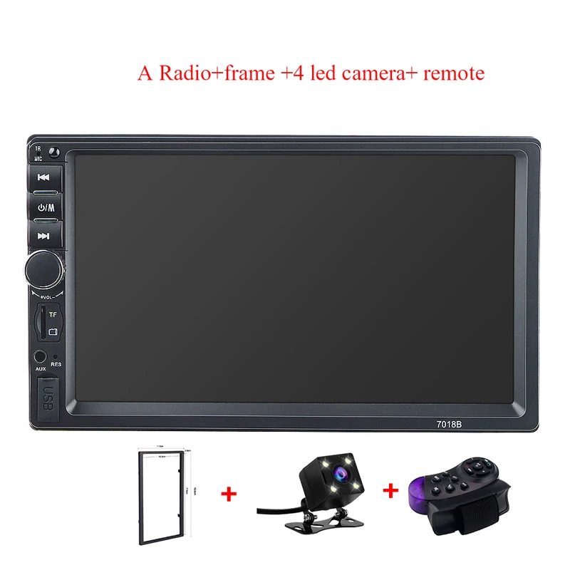 frame-remote-4led Multimidia 2 Din Автомобильный MP5 плеер automotivo 7018B " HD сенсорный экран Авто Аудио Стерео Bluetooth Радио управляемый автомобильный сабвуфер - Цвет: frame-remote-4led