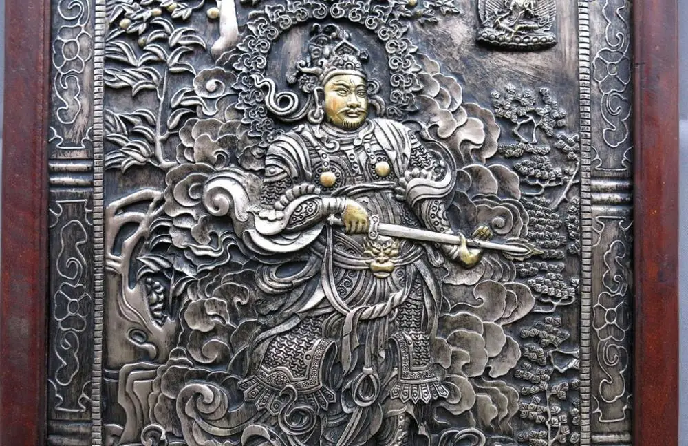 Бесплатная доставка 30 &quotТибет ручная работа дерево серебро позолота медь баньян