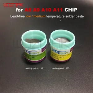 PPD лучшая температура плавления 138  183 градусов Бессвинцовая низкотемпературная паяльная паста для IPHONE A8 A9 A10 A11 чип специальная Оловянная пульпа