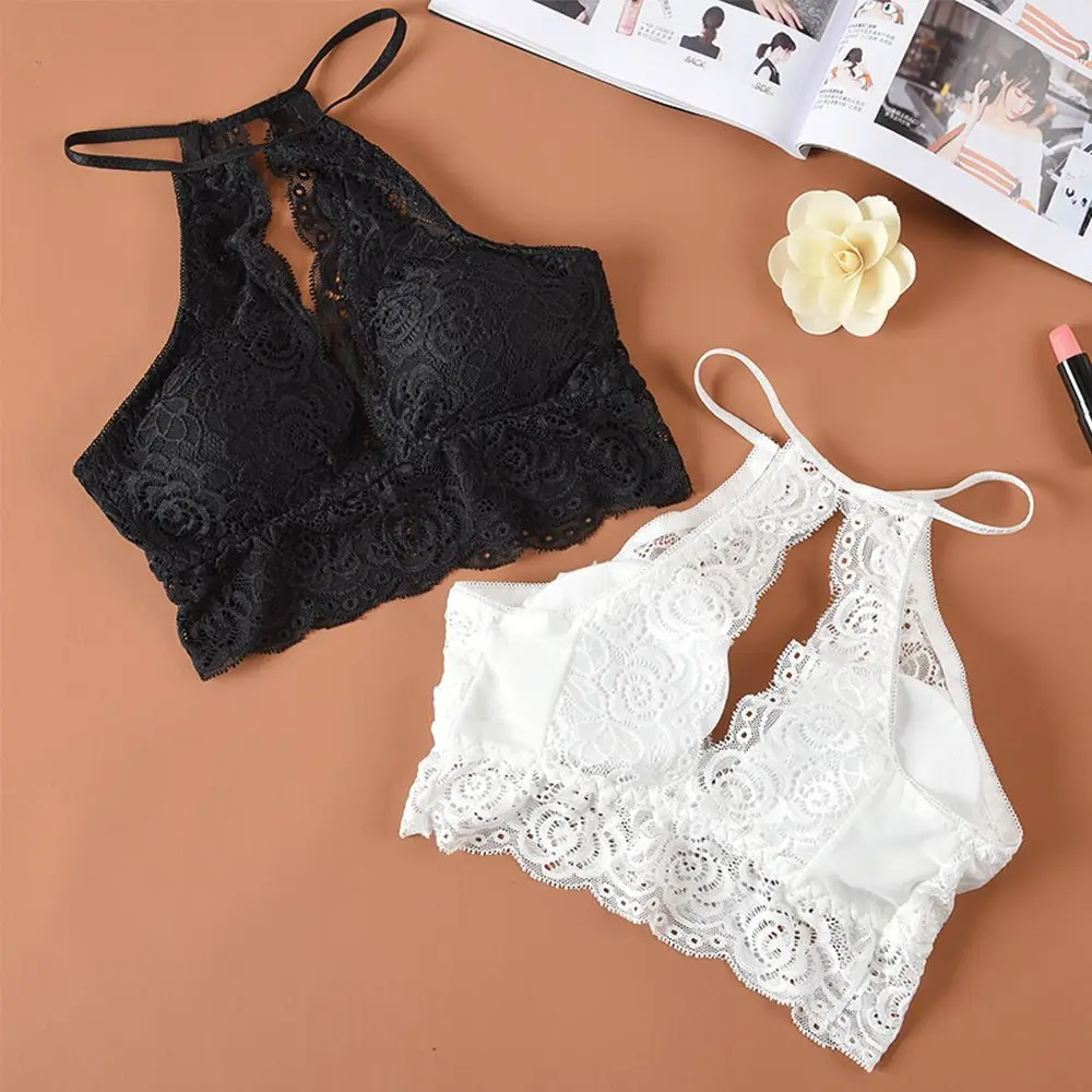 Женские кружевные топы трубы сексуальный подвесной бюстгальтер на бретельках