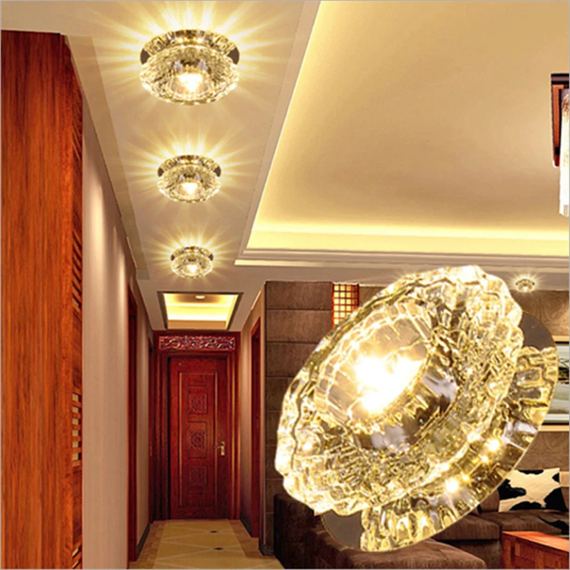 LED Crystal Aisle Celling Light AC 220V 3W 5W Corridor Lights Embeded Mounted Acrylic Living Room Indoor Decor Lamp | Лампы и