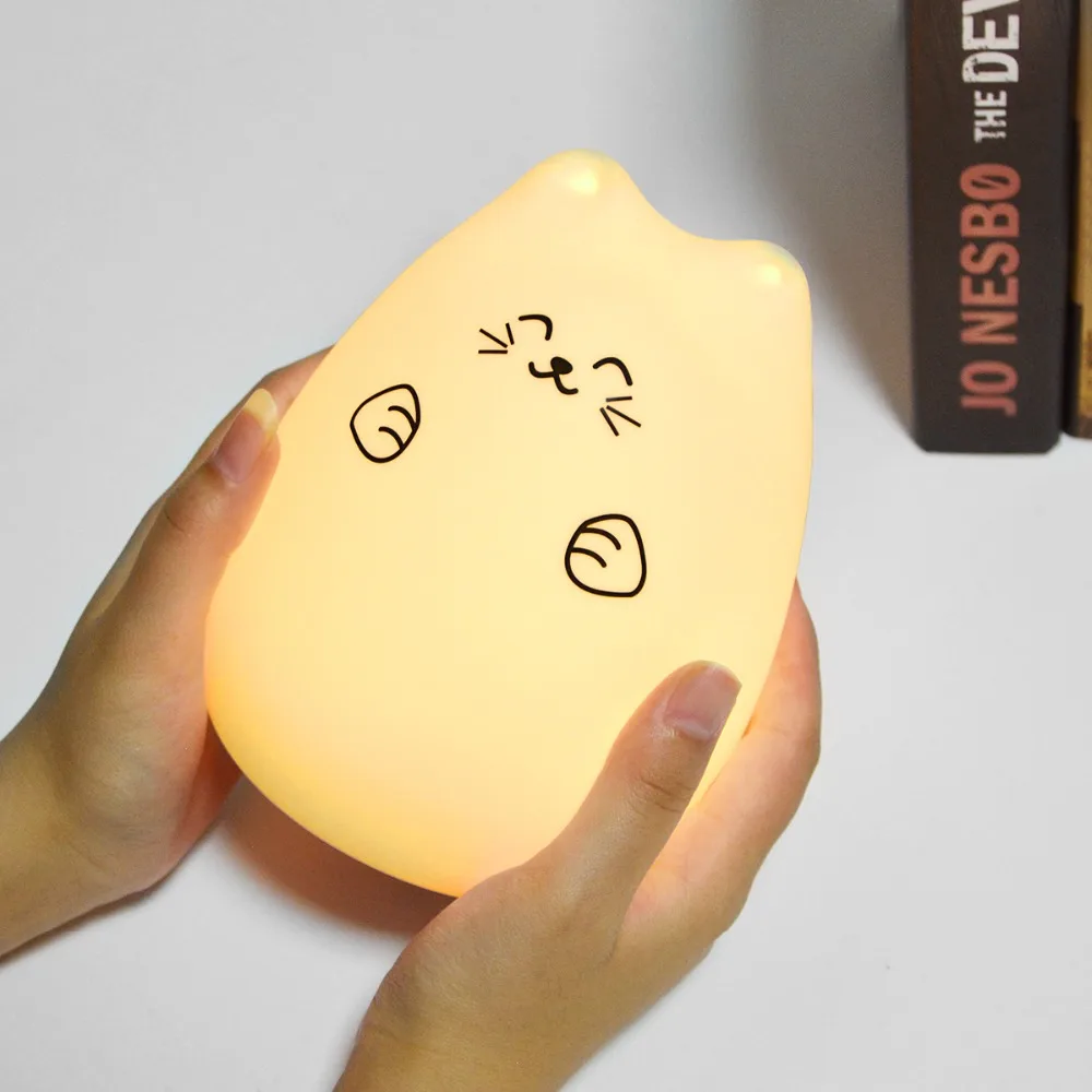 Премиум силиконовый кот животное ночник 7 видов цветов RGB LED Настольная лампа