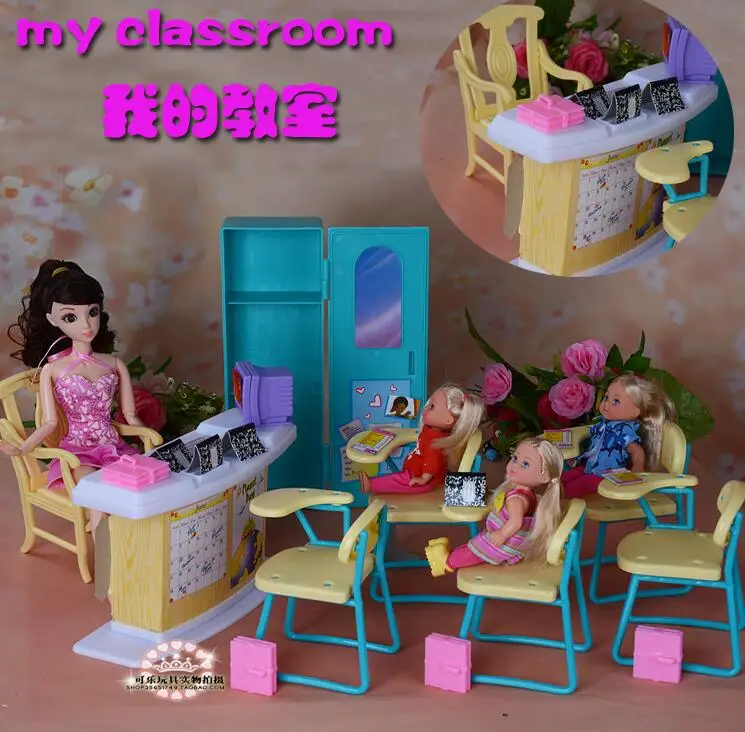 Игрушки для девочек DIY 1/6 аксессуары для кукол 30 см кукольные стулья для класса+ стол подарочный набор кукольная мебель для Барби