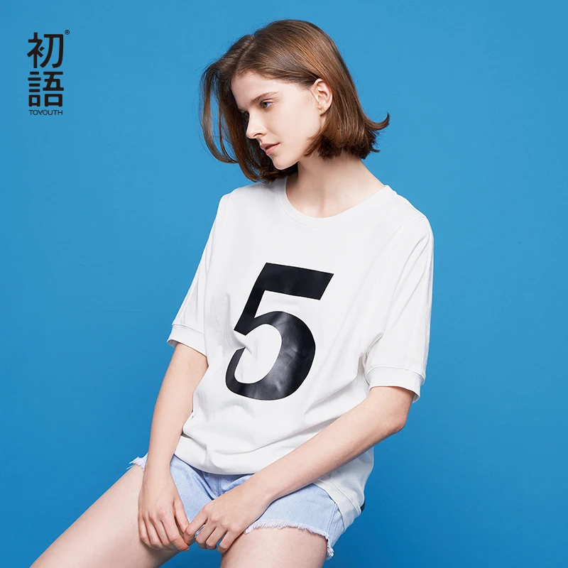 Toyouth новые летние Ins с буквенным принтом футболка короткими рукавами студентов