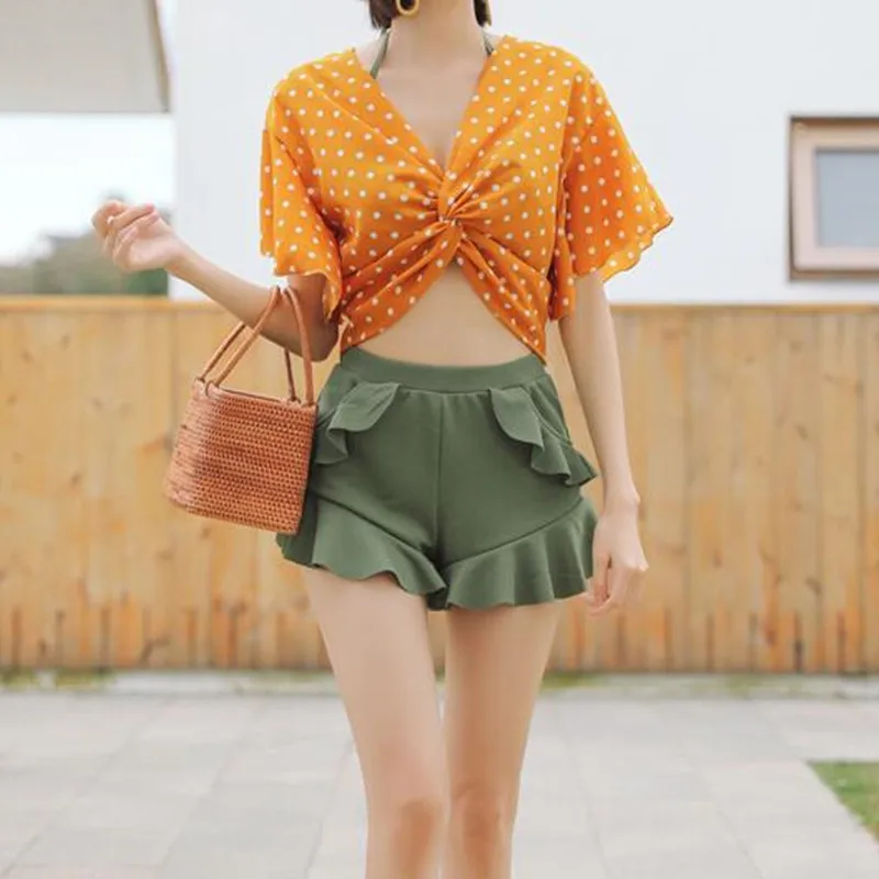 Зеленые комплекты бикини с принтом 2019 женские сексуальные пуш ап высокой талией