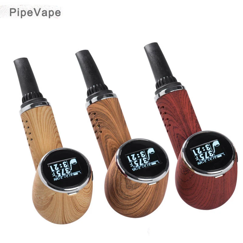 

NEW vape pipe shape Premium Portable herbal Vaporizer kit 1000mAH e cigarettes vape pen dry herb Tempreture control LED screen