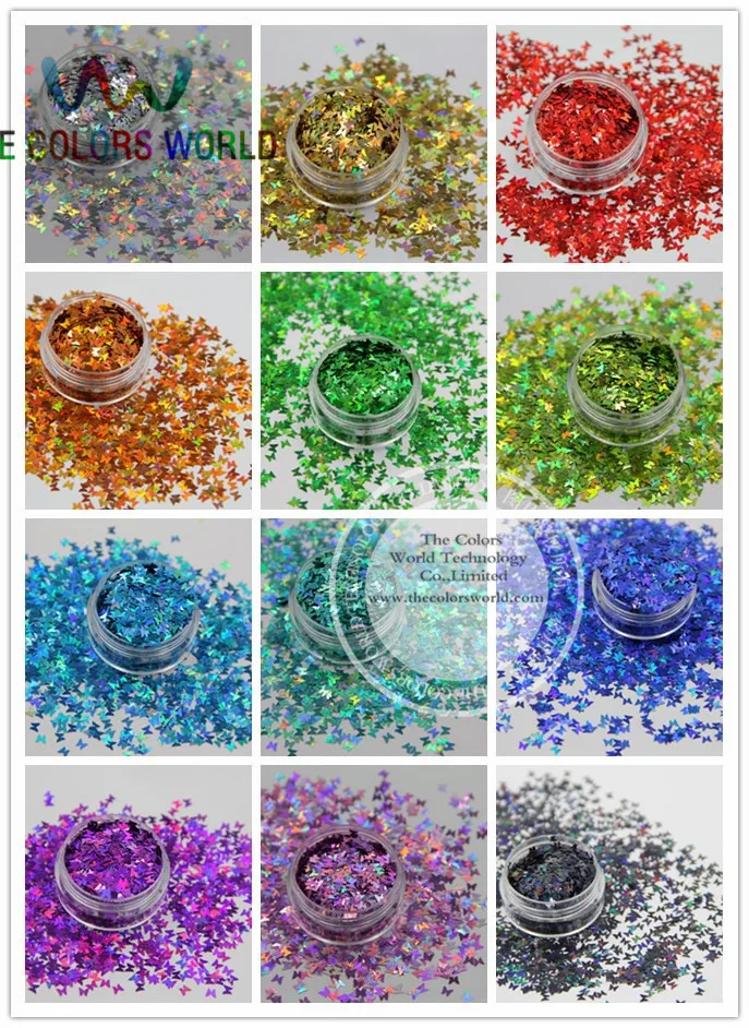 12 голографических пайеток в форме бабочки для украшения ногтей и других искусств