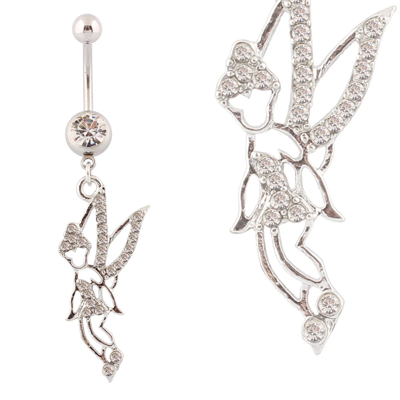 

Navel rings angel Belly rings fashion women body piercing jewelry Wholesale Accessories 14G Surgical Steel bar