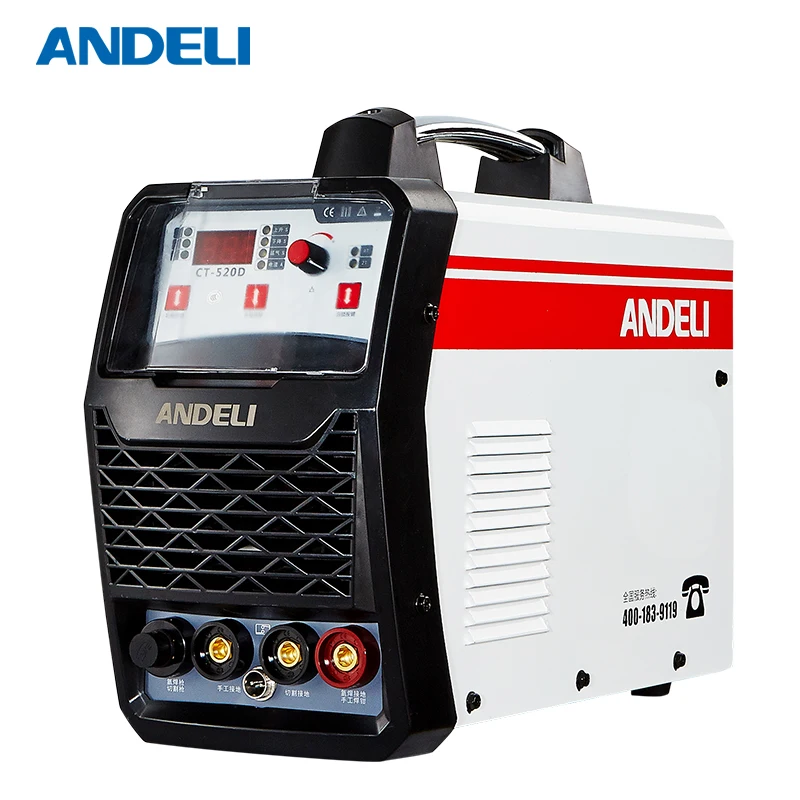 ANDELI умный портативный однофазный сварочный аппарат 3в1 CT-520D 3 в 1 сварочный аппарат с резкой/MMA/TIG сварочный аппарат 3 в 1