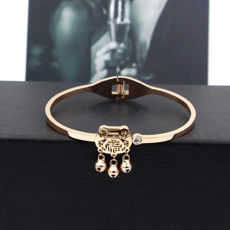 YUN RUO 2018 Vintage Longevity Lock Bangle Rose Gold Color Women Birthday Gift Titanium Steel Jewelry Never Fade Free Shipping | Украшения
