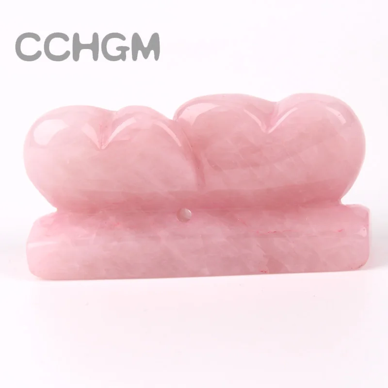 2018 розовый кварц Двойное сердце форма натуральный камень резьба Любовь Кристалл