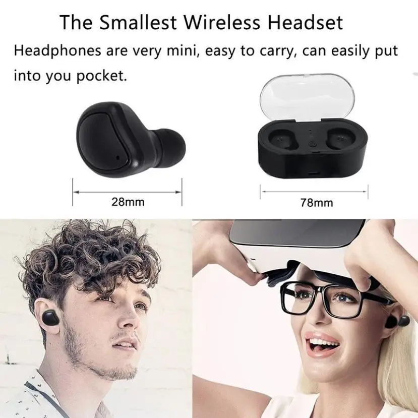 True Wireless Twins Headsets TWS Bluetooth Stereo Earphones Cordless In Ear Earbuds Sport Gaming with Charger Box | Электроника