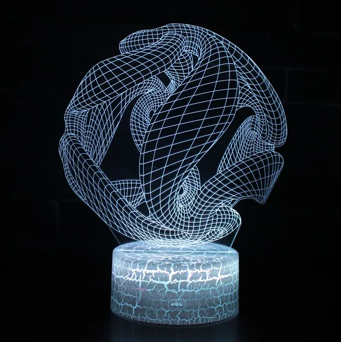image 1 3D LED ночные огни абстрактный круг спираль Буле 7 цветов Изменение голограммы атмосфера настольная лампа для украшения дома Иллюзия подарок - Испускаемый цвет: image 1