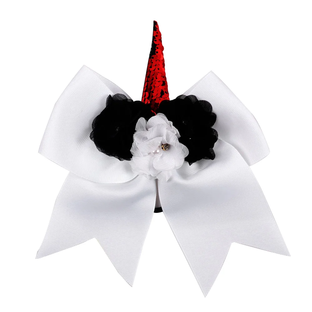 7 дюймов мультфильм блесток Cheer банты с эластичной лентой для волос девушки блеск уши волосы банты дети цветочный бант аксессуары для волос - Цвет: 32