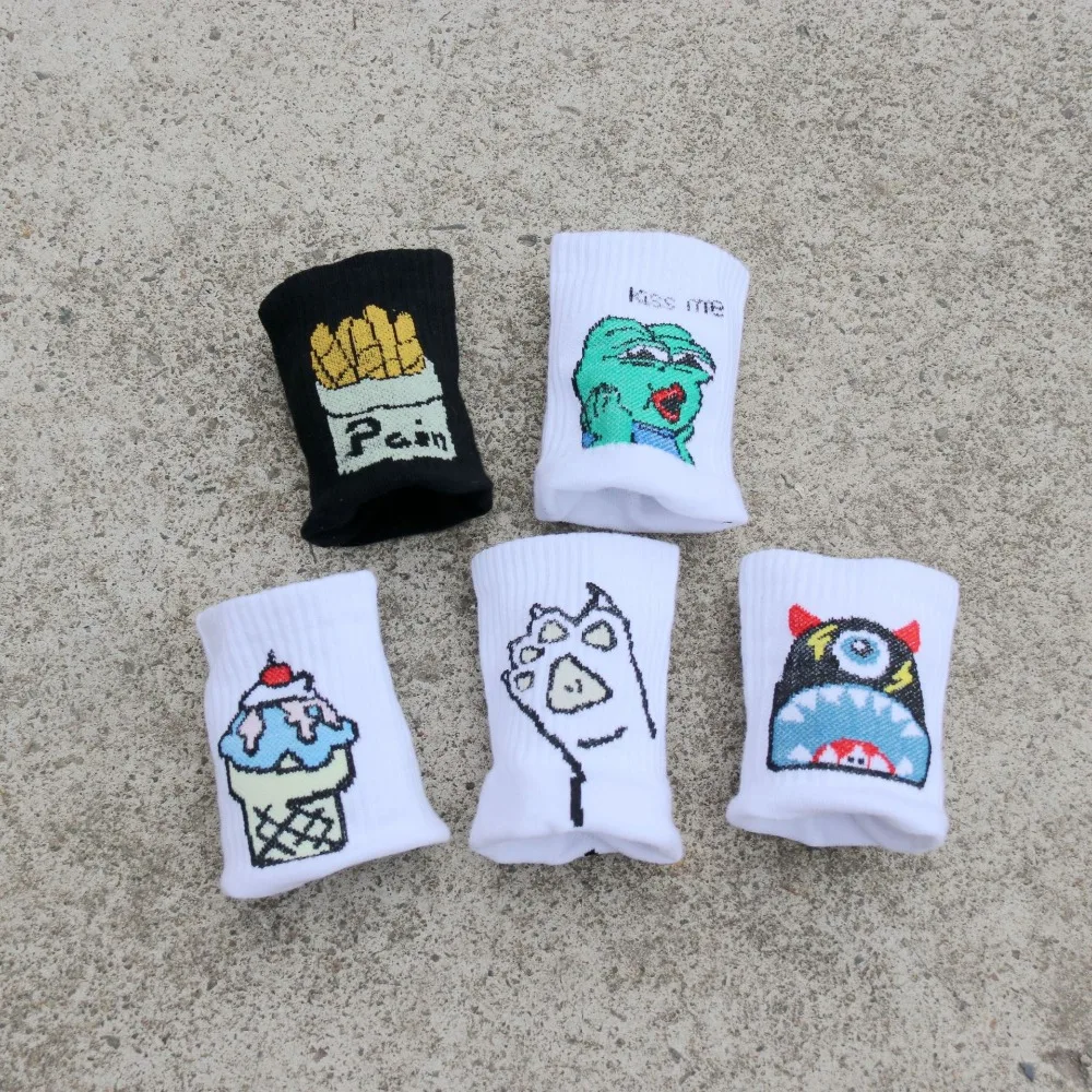 Новинка женские и мужские носки хлопковые одноцветные средней длины Uniusex Harajuku