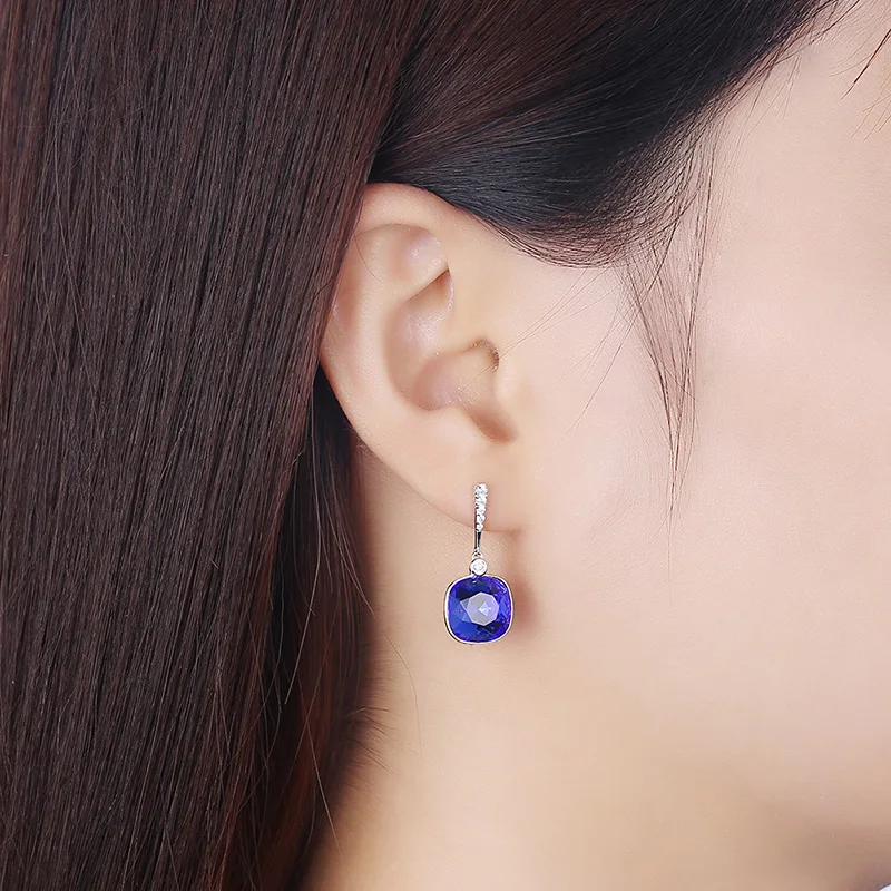 Модные квадратные висячие серьги LEKANI с кристаллами Swarovski, женские свадебные подарки, настоящее Серебро S925 пробы, повседневные аксессуары, хорошее ювелирное изделие