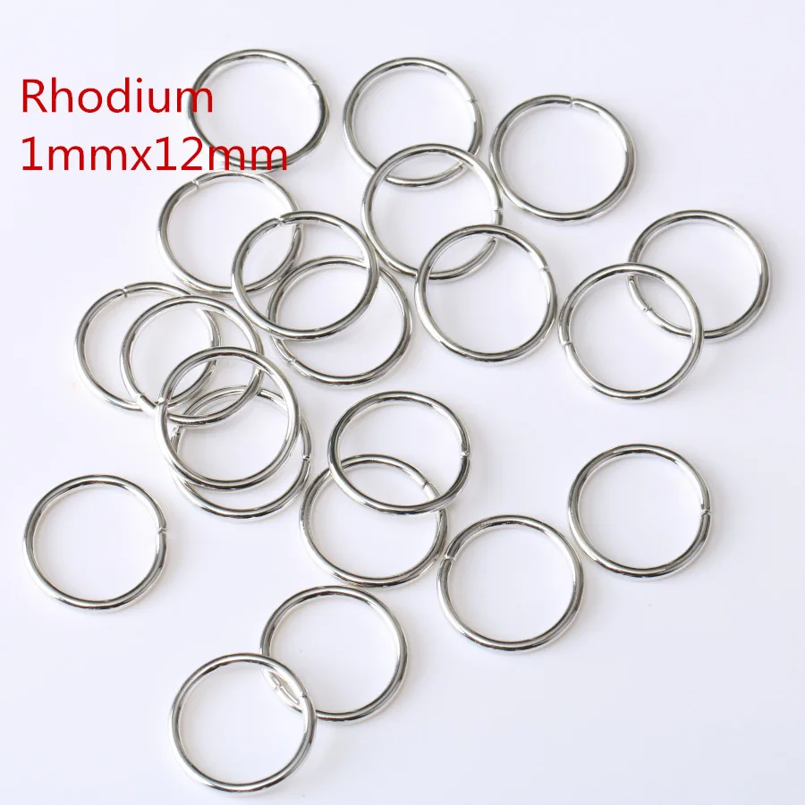 1mmx12mm Rhodium 100 шт./лот, 10 мм/12 мм/14 мм/16 мм, большое железо, металл, открытая Одиночная Петля, скачкообразные разделенные кольца для соединителя, ювелирные цепочки, изготовление, сделай сам - Цвет: 1mmx12mm Rhodium