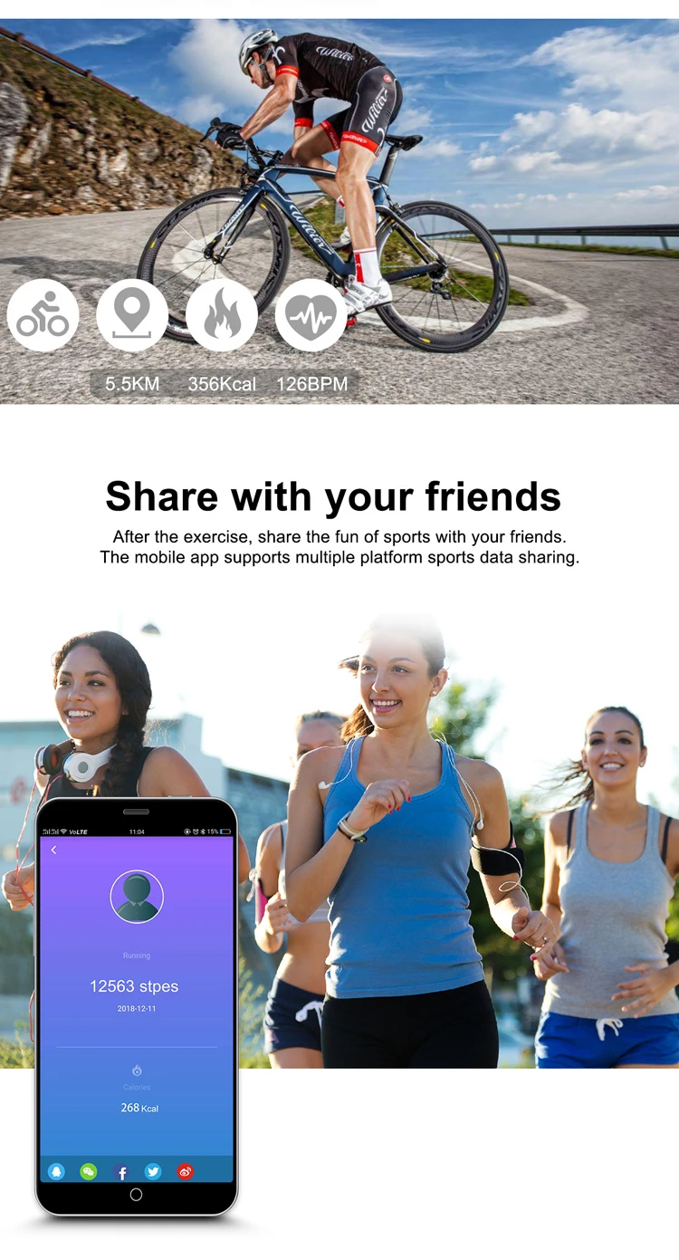 TKYUAN Smart bracelet S7 heart rate color screen wristband tire type multi-sport waterproof remote control camera video | Электроника