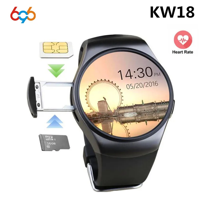 696 KW18 Смарт-часы полностью округлые Android/IOS bluetooth Reloj inteligente Sim карта монитор