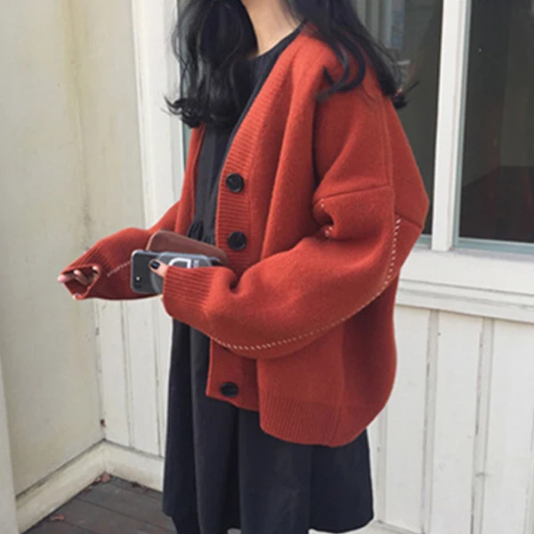 Свободный кардиган дам 2018 Весенняя мода вязаный свитер Для женщин большой пальто