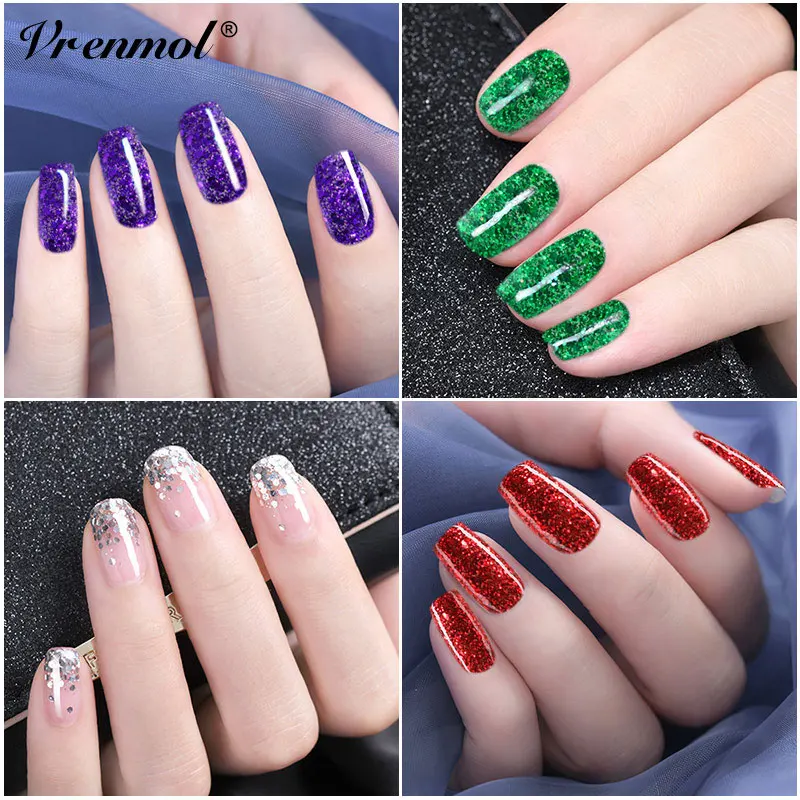 Vrenmol 20 цветов Блеск 3D Алмазный лак для ногтей Гель-лак Shimmer УФ с блестками Top Base Coat