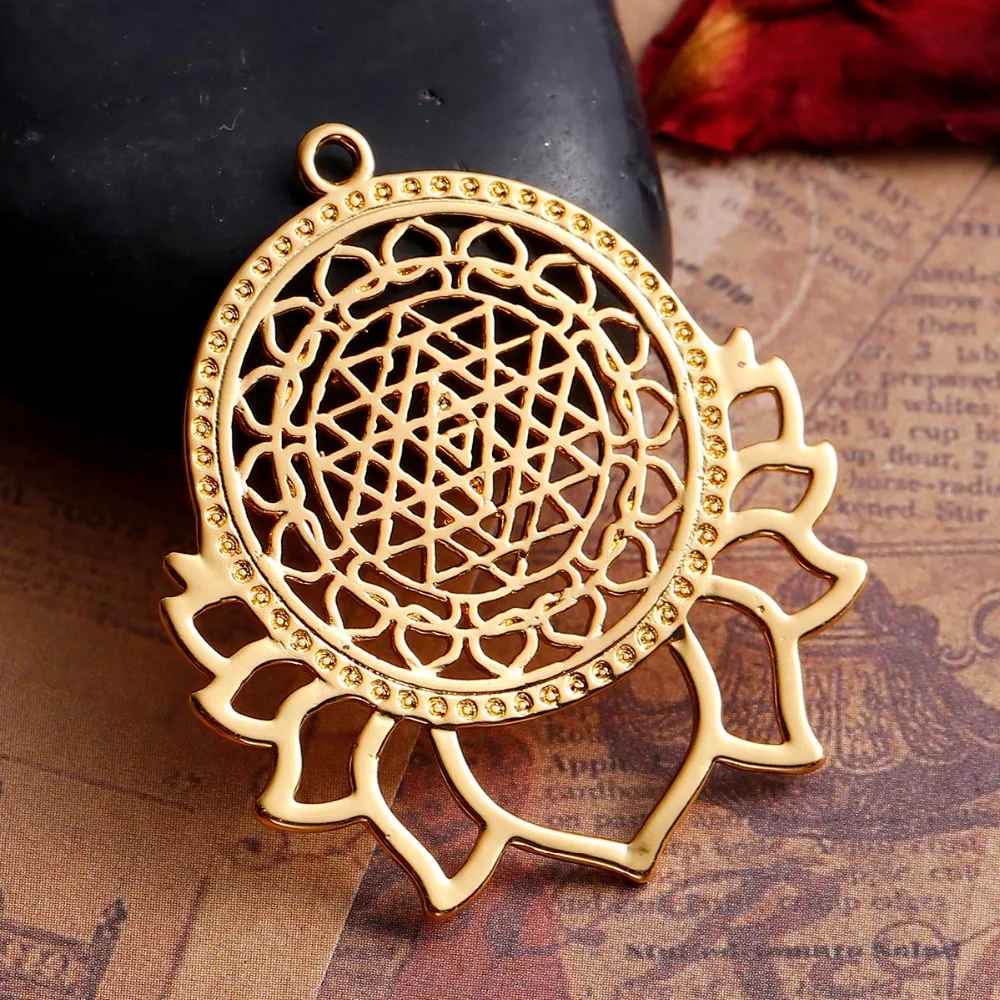 Подвески для медитации Sri Yantra серебристые с цветком лотоса самостоятельного