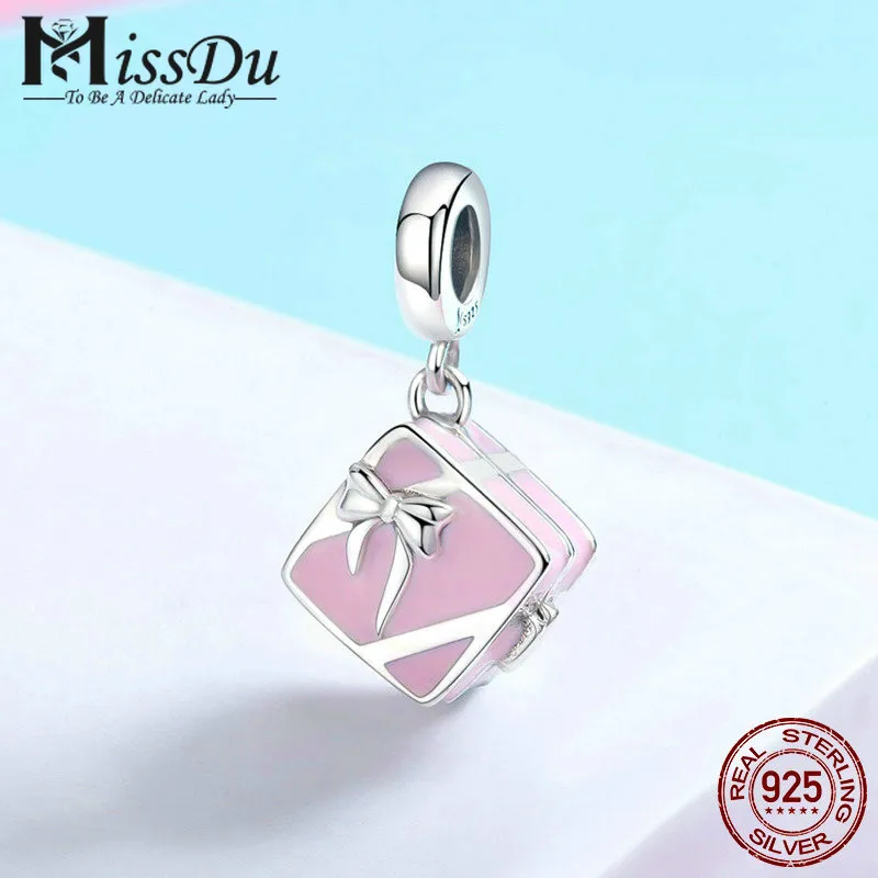 925 пробы 100% серебро романтический розовый коробка Marry Me сюрприз Шарм Подвеска fit