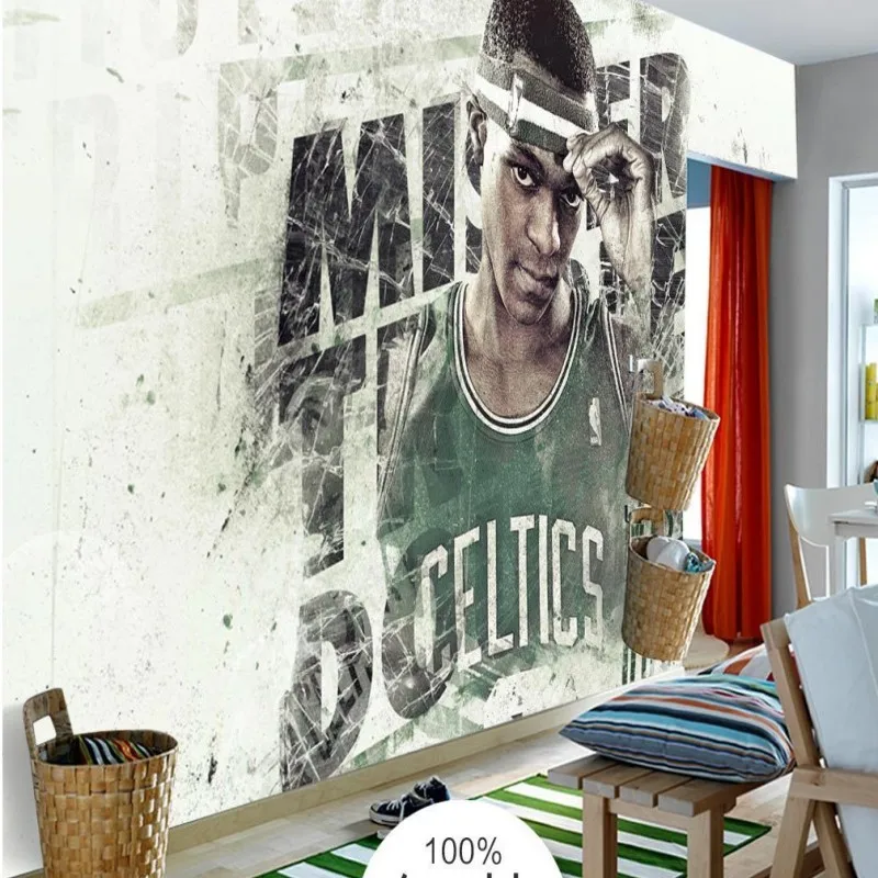 

3D photo wallpaper Basketball superstar characters backdrop waterproof living room mural self-adhesive wallpaper
