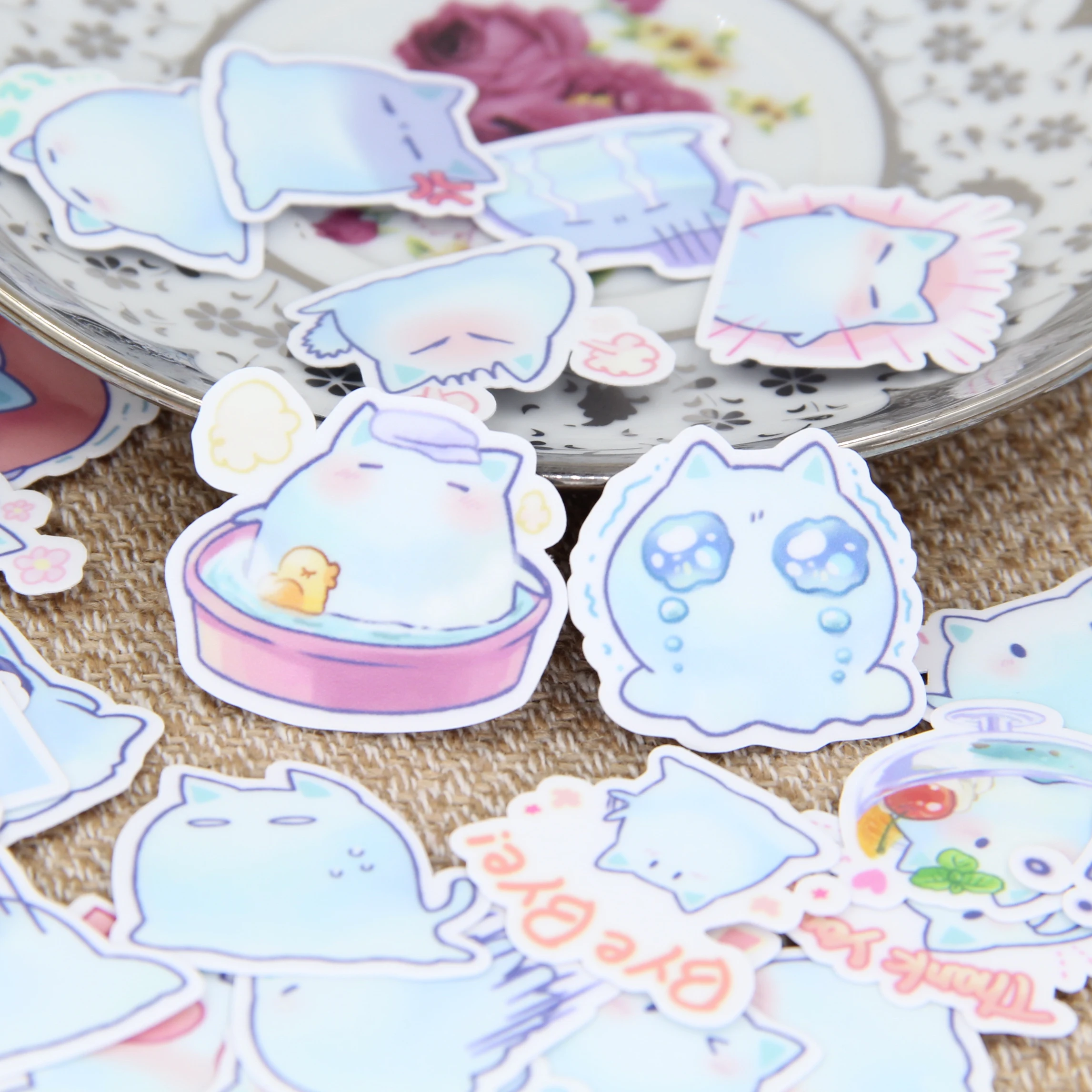 

40pcs Cute Blue Water Monster Decorative DIY Scrapbooking Stickers for Children Gift Notebook Phone Case Diary Decor